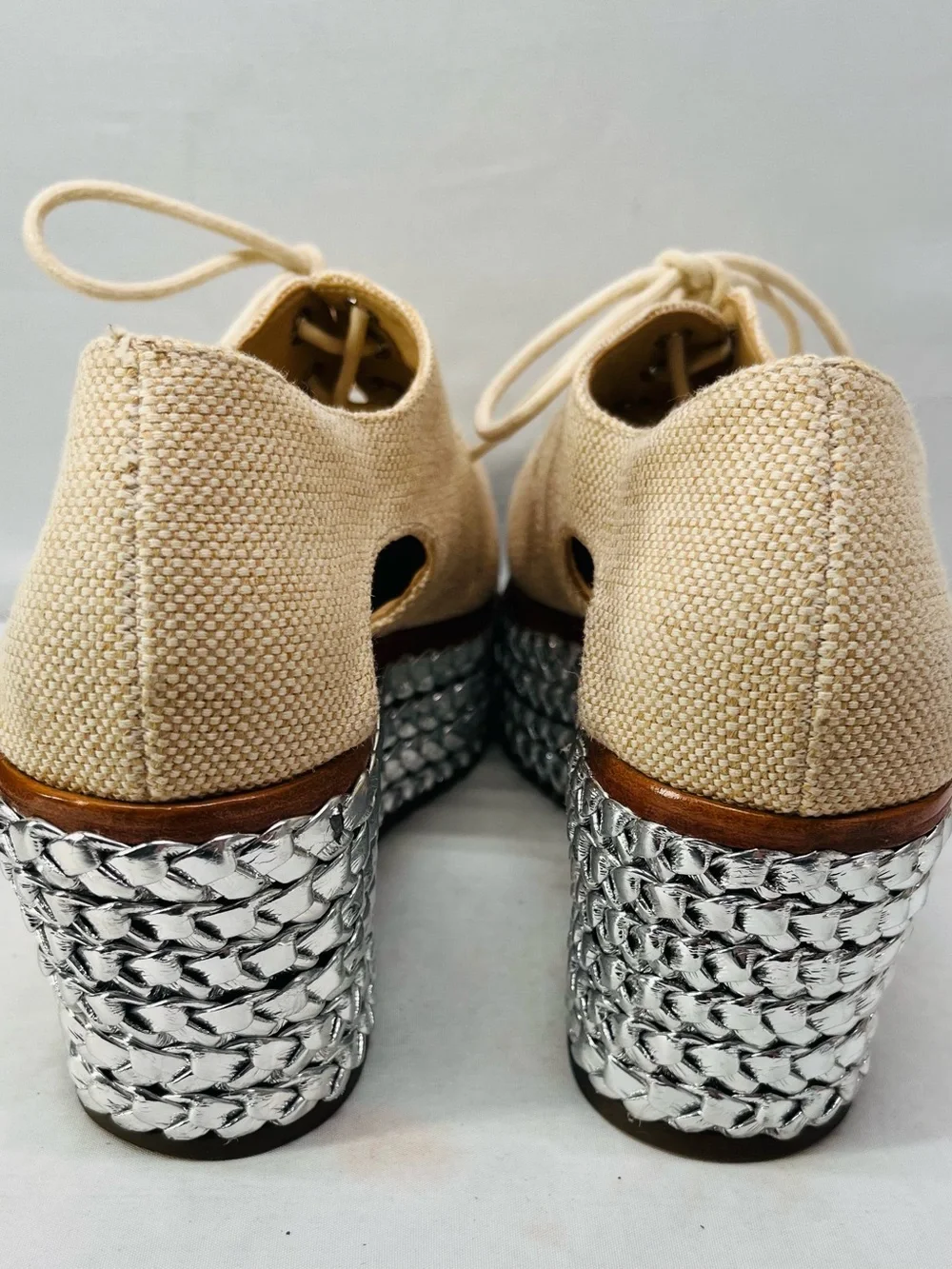SCHUTZ‎ Oxford Flatform Tresse  Canvas Lace-Up wedges